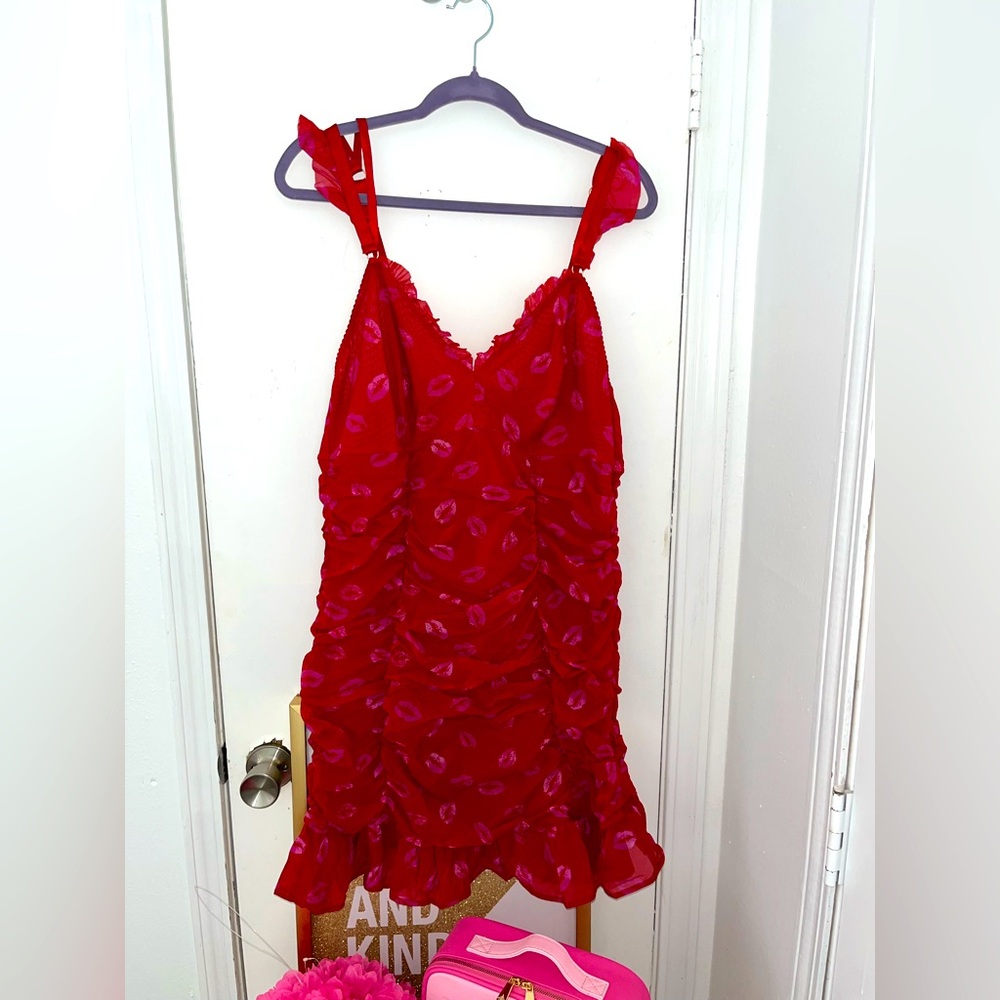 Plus Size Red Sleeveless Spaghetti Strap Lingerie Dress